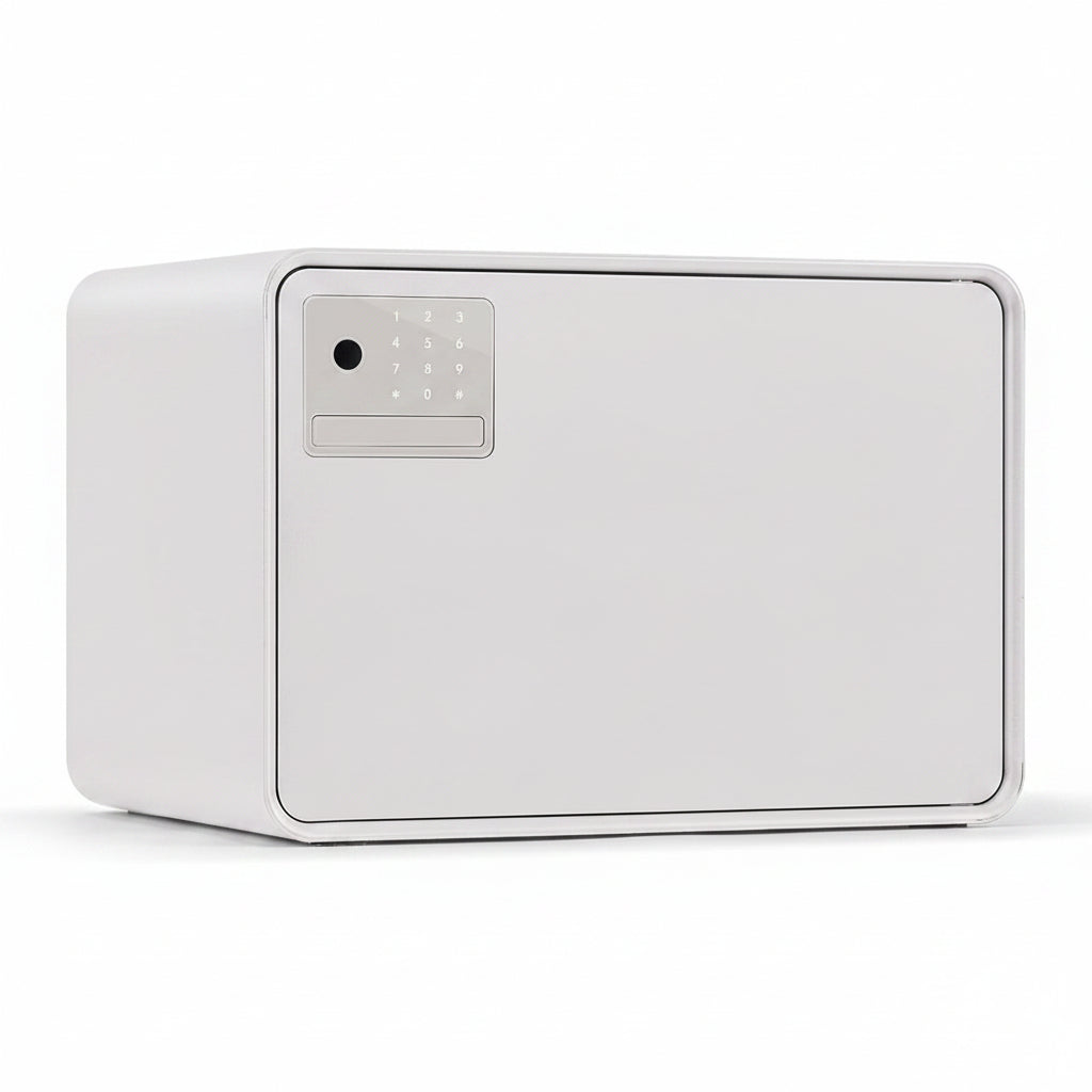 Biometric Safe for Home, 0.6 Cube Feet Auto-Open Fingerprint Safe with Touch Screen, Alarm System & Removable Shelf, Small Money Box for Cash, Jewelry, Documents, Home Office Use,White